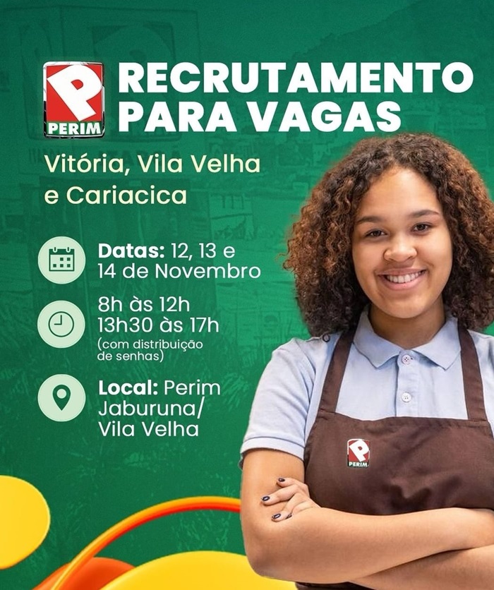 SUPERMERCADO PERIM ABRE VAGAS DE EMPREGO