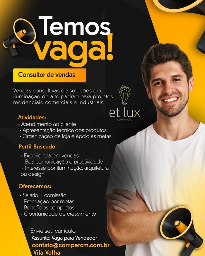 VAGA DE CONSULTOR DE VENDAS