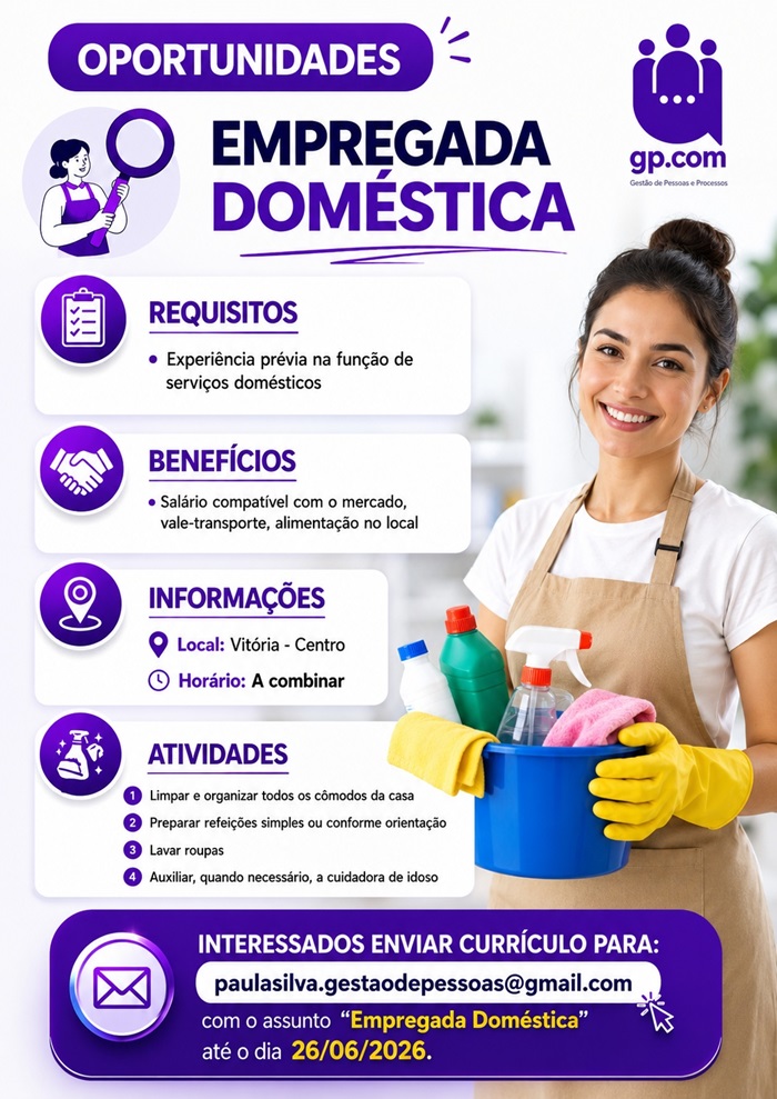 Vaga para Empregada Doméstica