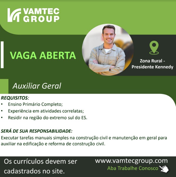 Vaga de Auxiliar Geral