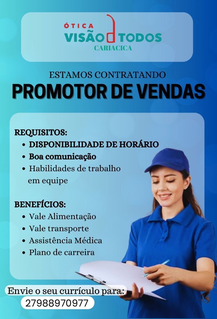 Vaga para Promotor de Vendas