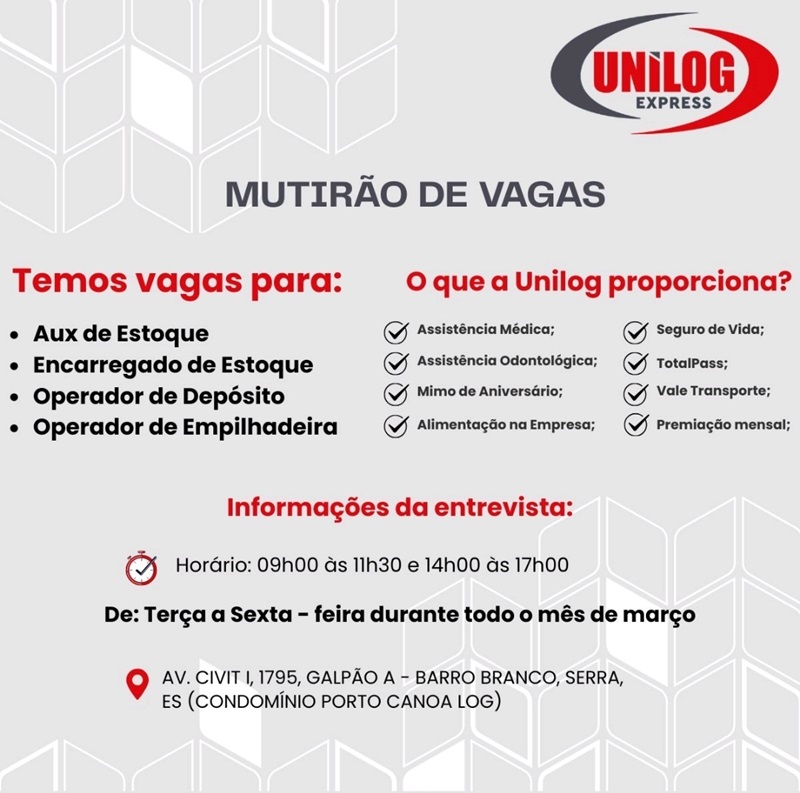 MUTIRÃO DE VAGAS UNILOG