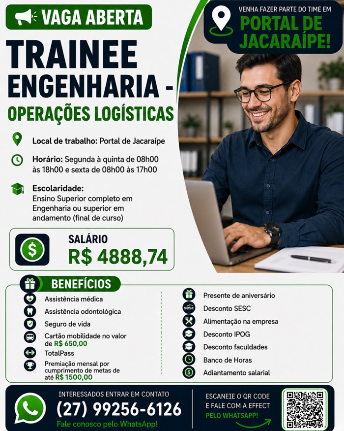Vaga para Trainee de Engenharia – Operações Logísticas