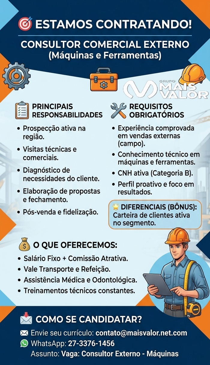 Consultor Comercial Externo (Máquinas e Ferramentas)