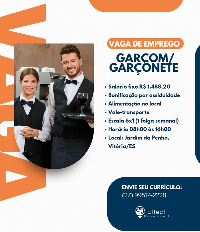 VAGA DE GARÇOM/GARÇONETE