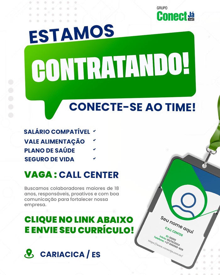 GRUPO CONNECT JÁ CONTRATA CALL CENTER