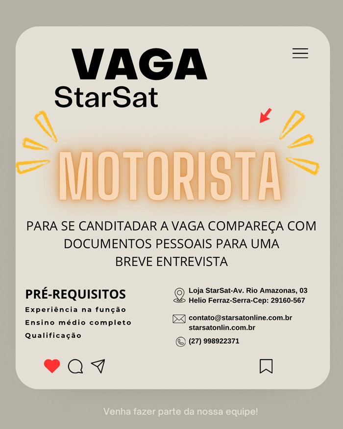 Vaga de Motorista