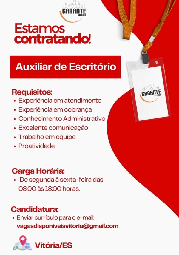 Vaga de Auxiliar de Escritório (Vitória)