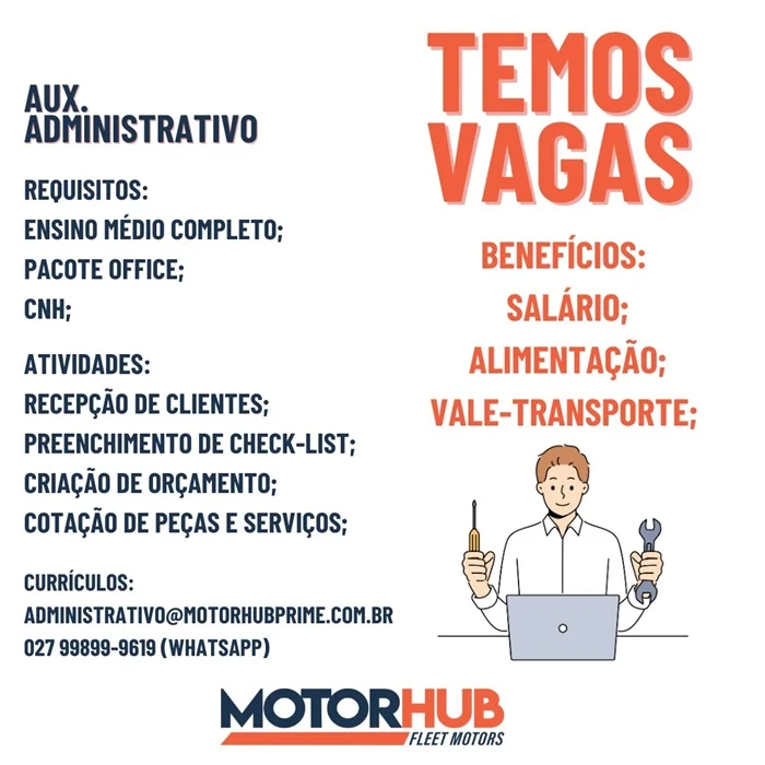 MotorHub contrata Auxiliar Administrativo