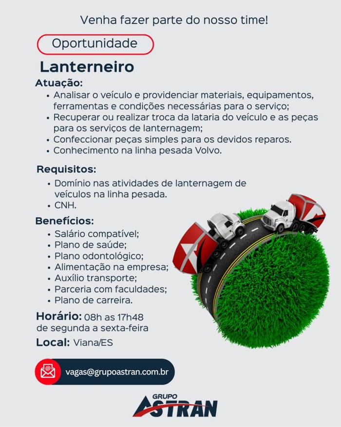 Grupo Astran contrata Lanterneiro