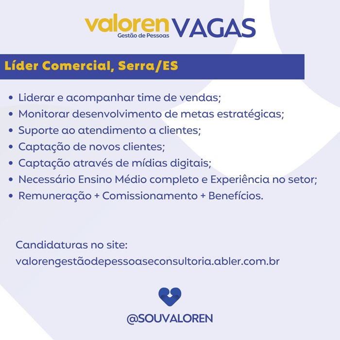 VAGA DE LÍDER COMERCIAL