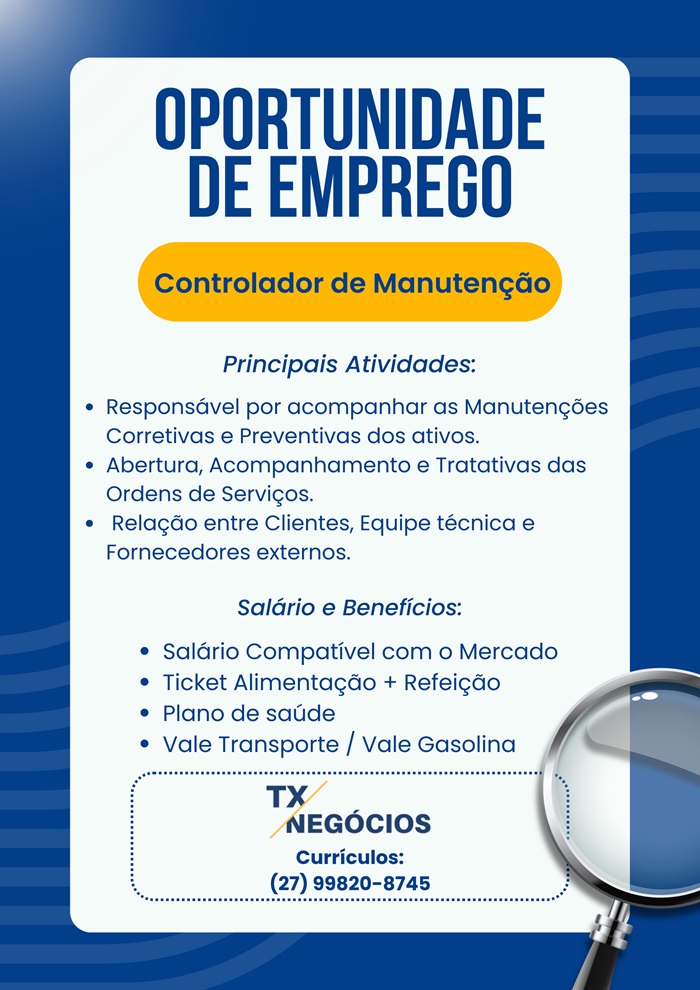 Vaga de Controlador de Manutenção