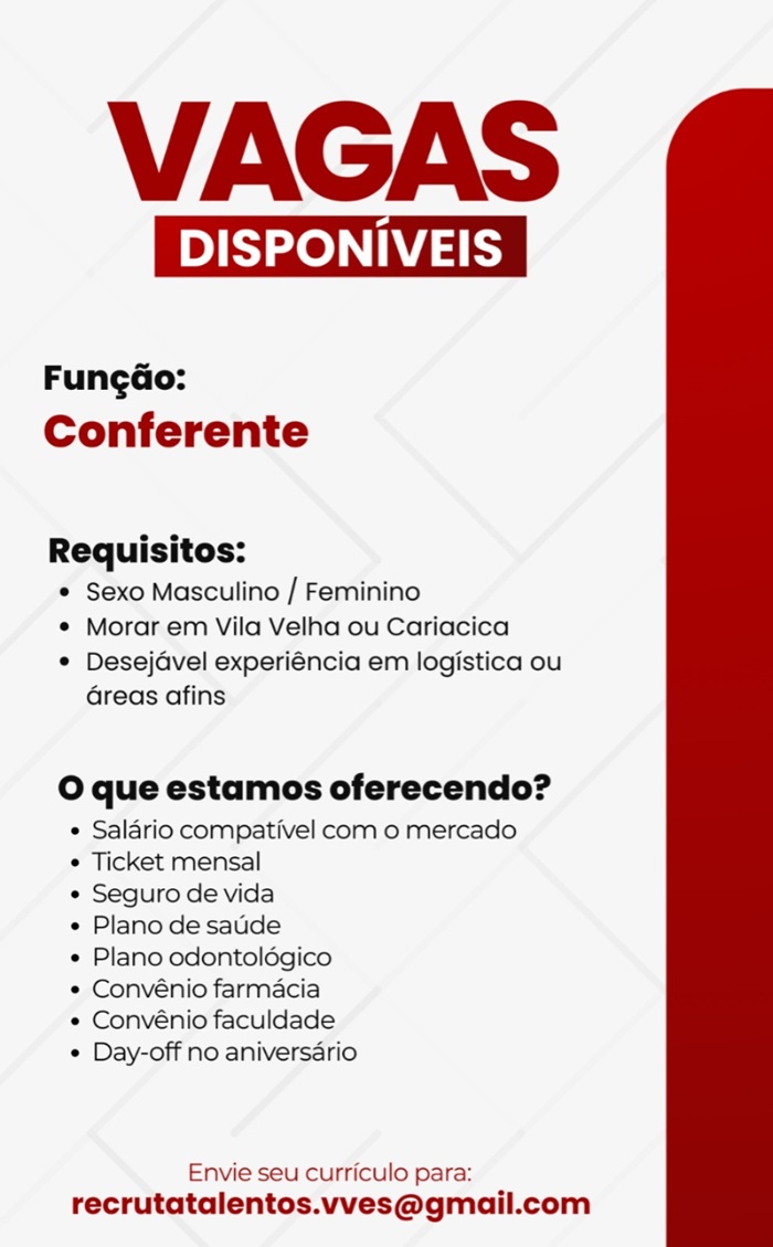 VAGA DE CONFERENTE