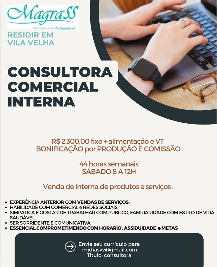 Vaga de Consultora Comercial Interna (Magrass)