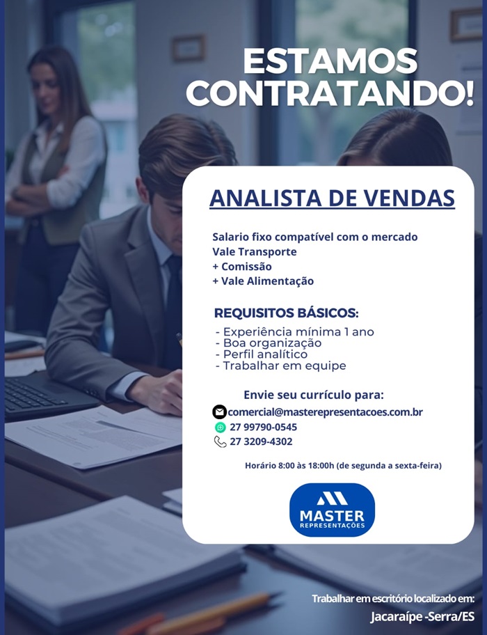 VAGA DE ANALISTA DE VENDAS