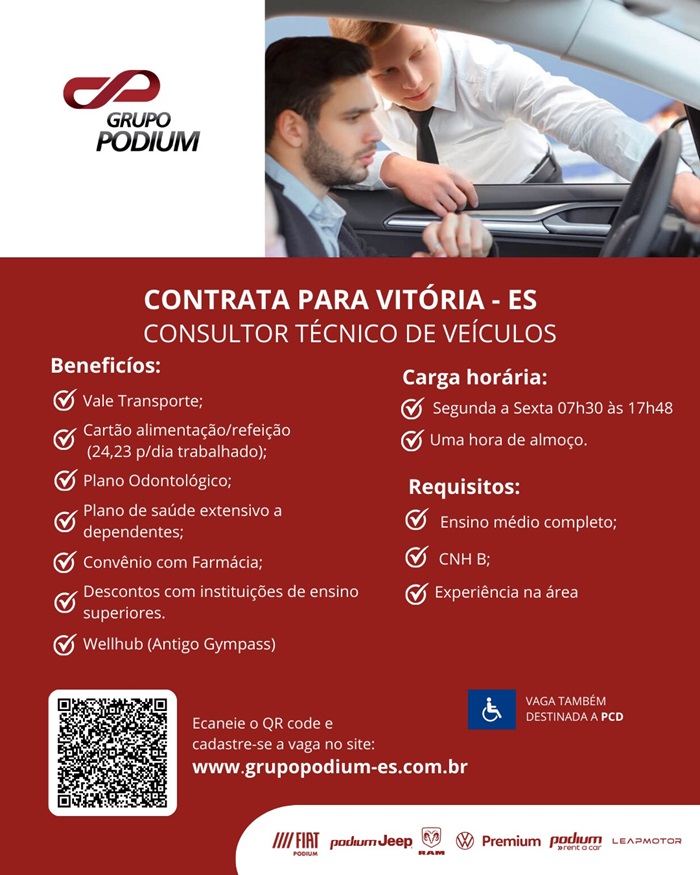GRUPO PODIUM CONTRATA CONSULTOR TÉCNICO (GRANDE VITÓRIA)