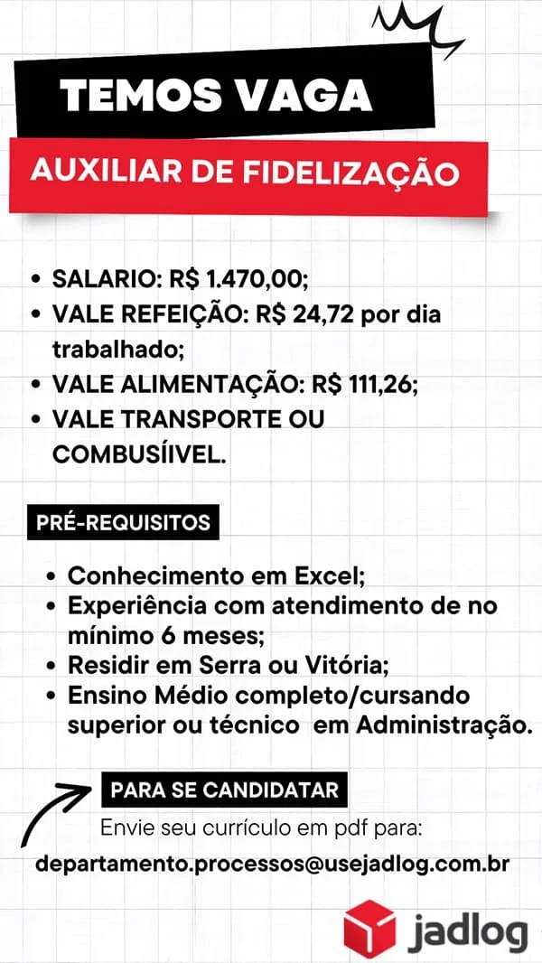 AUXILIAR DE FIDELIZAÇÃO