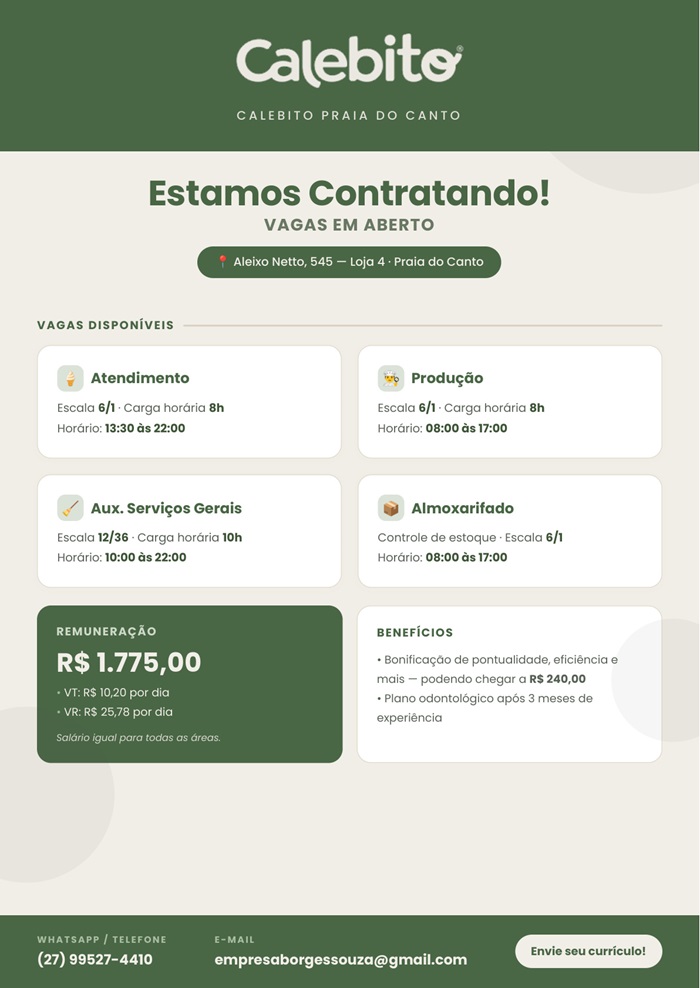CALEBITO – PRAIA DO CANTO CONTRATA!