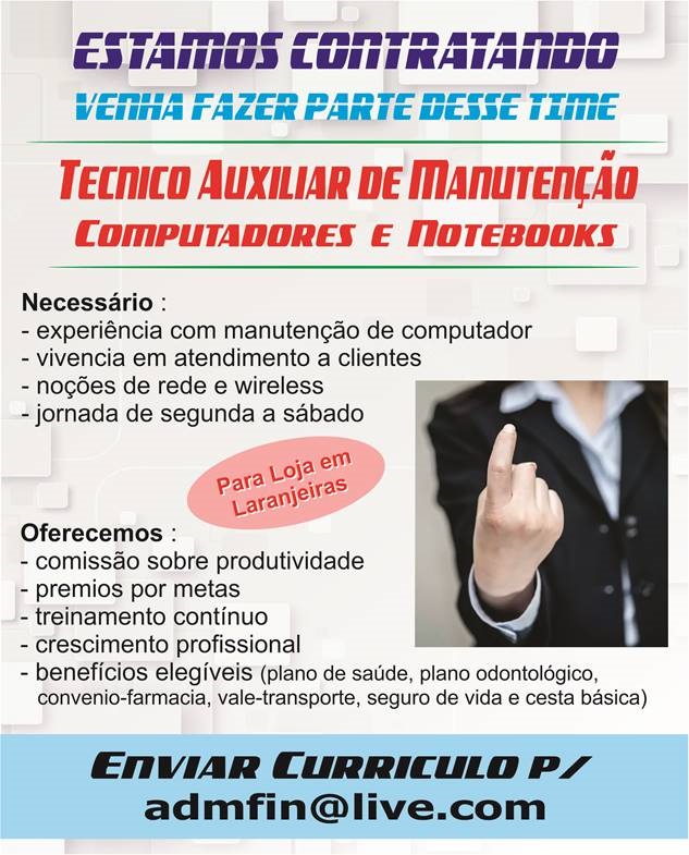 TÉCNICO AUXILIAR DE MANUTENÇÃO (COMPUTADORES E NOTEBOOKS)