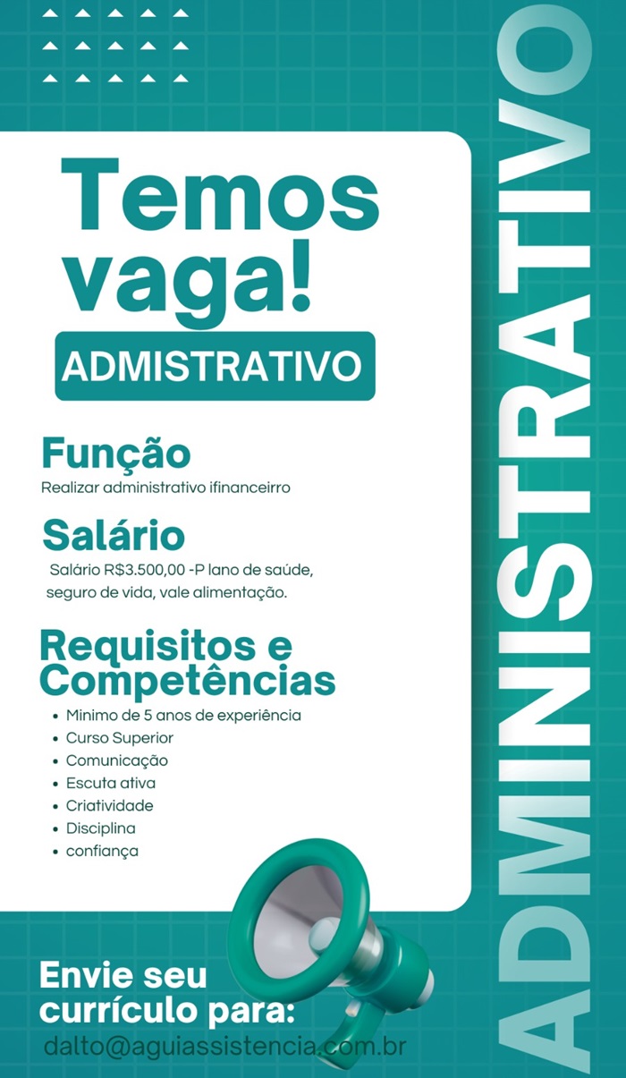 VAGA PARA ADMINISTRATIVO