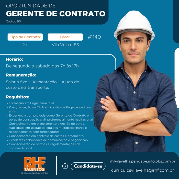 Vaga de Gerente de Contrato