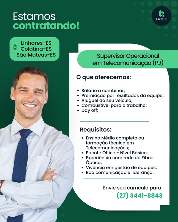 SUPERVISOR OPERACIONAL EM TELECOMUNICAÇÃO (PJ)