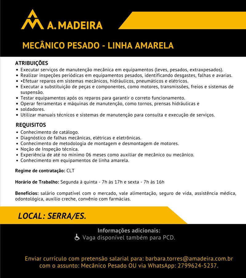 Vaga para Mecânico Pesado
