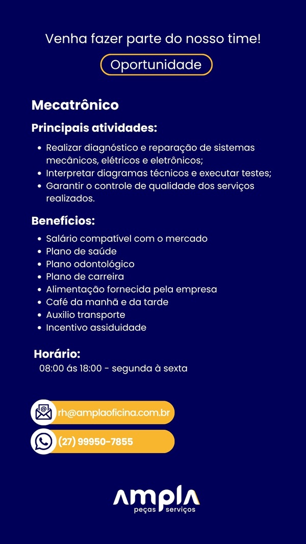 Vaga para Mecatrônico