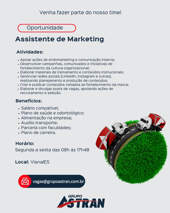Vaga para Assistente de Marketing