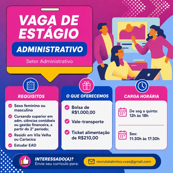VAGA DE ESTÁGIO ADMINISTRATIVO