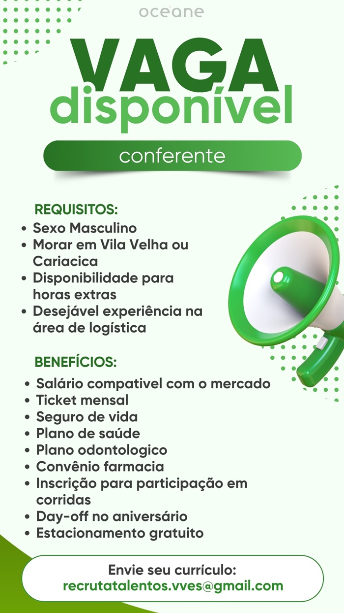 Vaga para Conferente (Masculino)