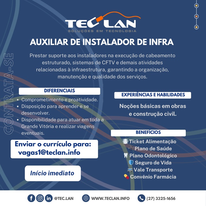 AUXILIAR DE INSTALADOR DE INFRA