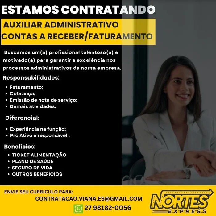 Vaga para Auxiliar Administrativo (Contas a Receber / Faturamento)