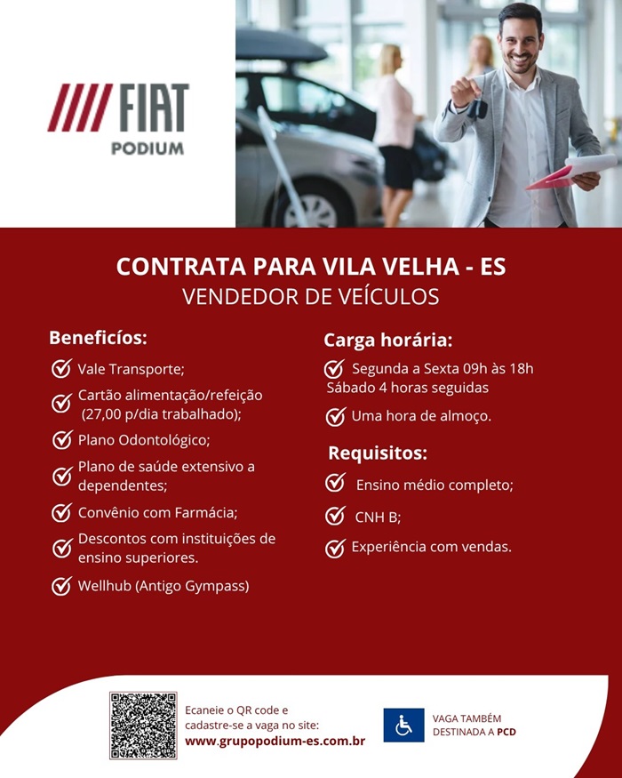 FIAT PODIUM CONTRATA VENDEDOR DE VEÍCULOS