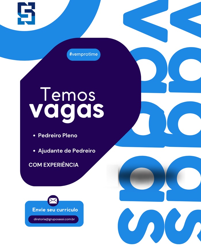 Empresa abre vagas para Pedreiro Pleno e Ajudante de Pedreiro
