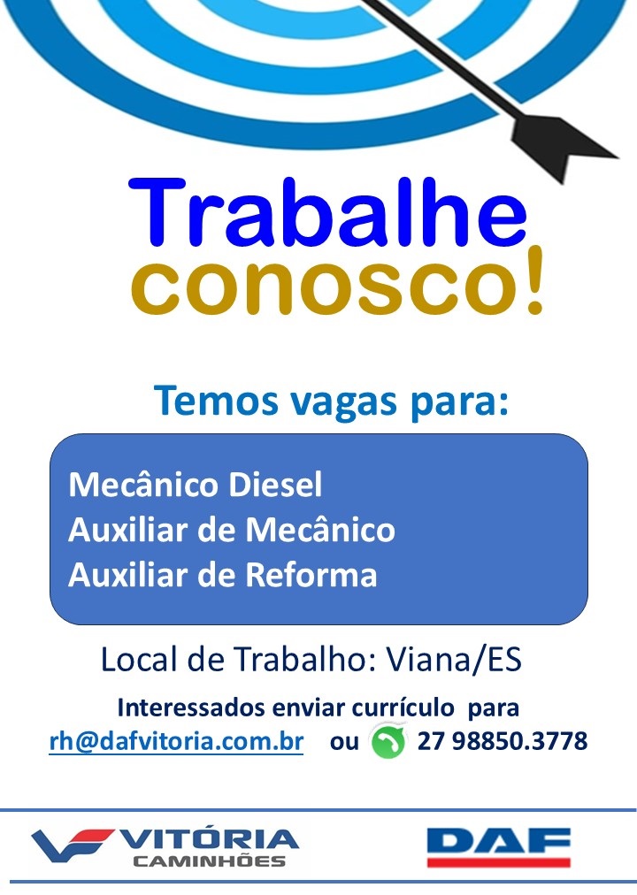 Vitória Caminhões abre vagas de Emprego