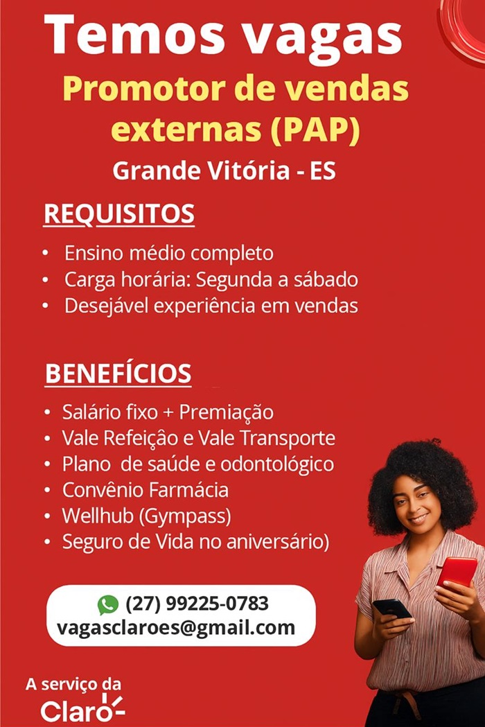 Vaga para Promotor de vendas externas (PAP)