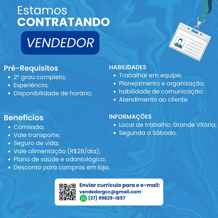 Colchões e Camas contrata Vendedor