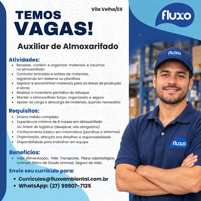 Vaga para Auxiliar de Almoxarifado (Vila Velha/ES)