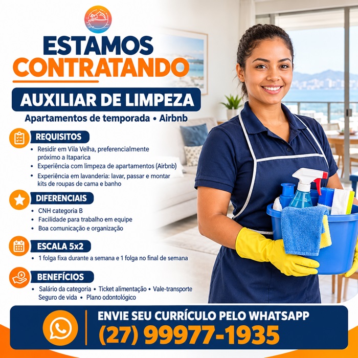 Vagas para Auxiliar de Limpeza