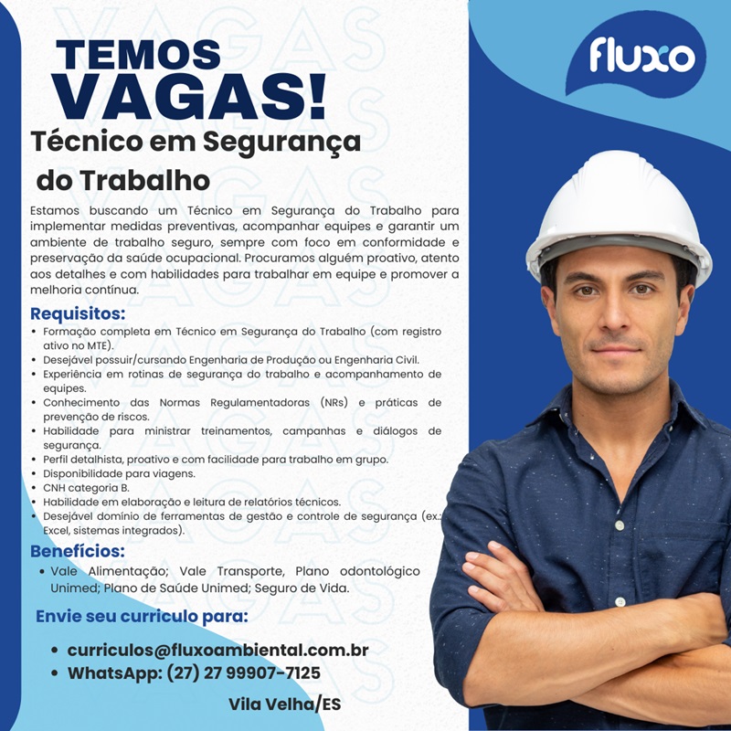 Vaga para Técnico em Segurança do Trabalho