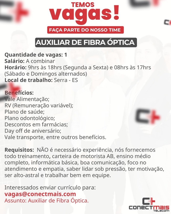 AUXILIAR DE FIBRA ÓPTICA