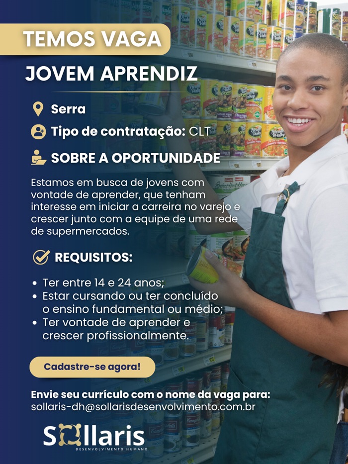 Vaga para Jovem Aprendiz