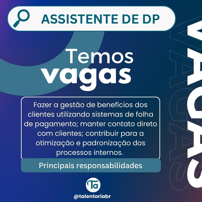 ASSISTENTE DE DEPARTAMENTO PESSOAL