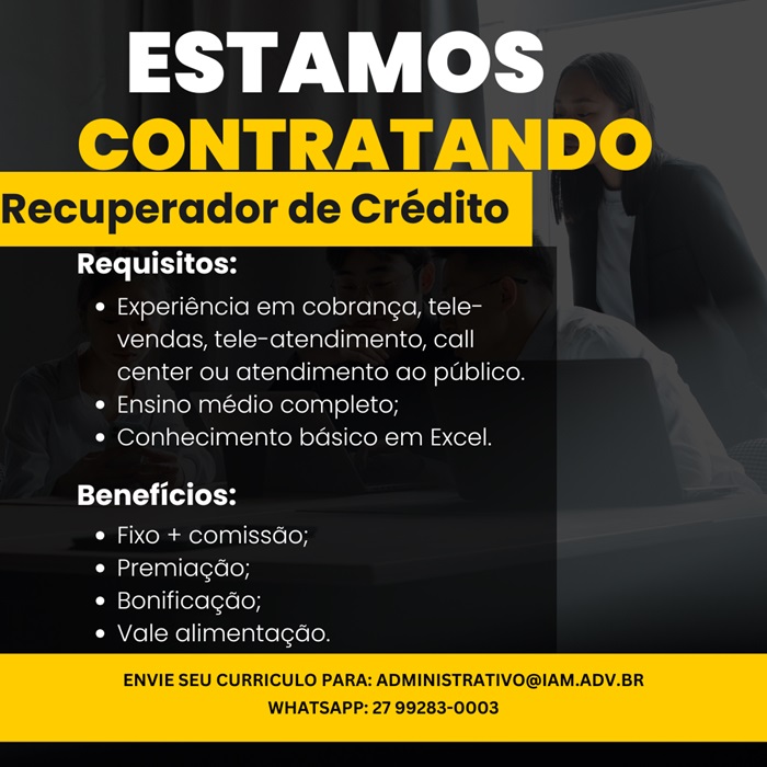 Vaga para Recuperador de Crédito