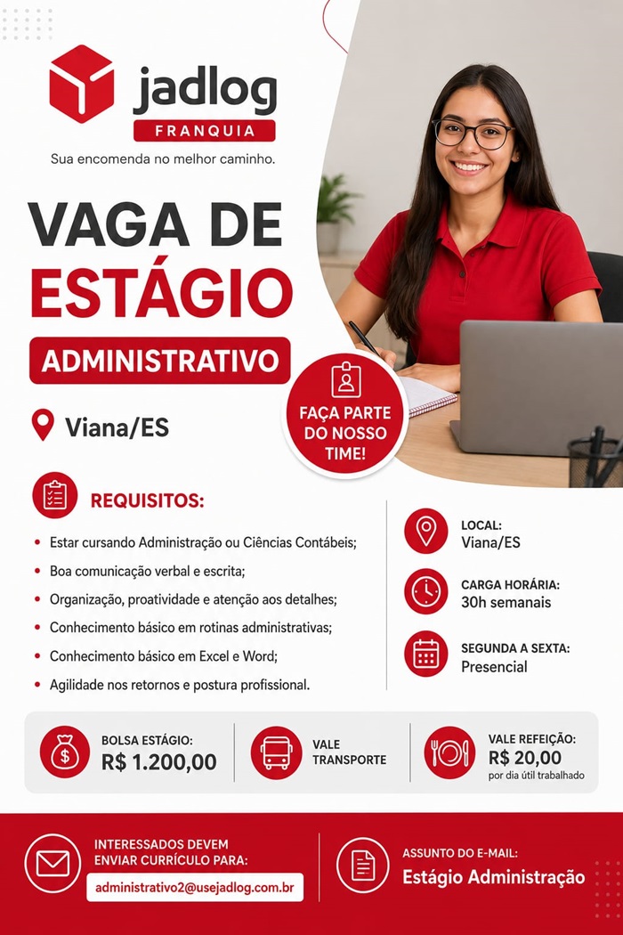 Jadlog abre vaga de Estágio Administrativo – Viana/ES