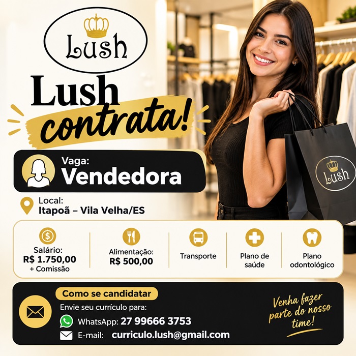 Lush contrata Vendedora