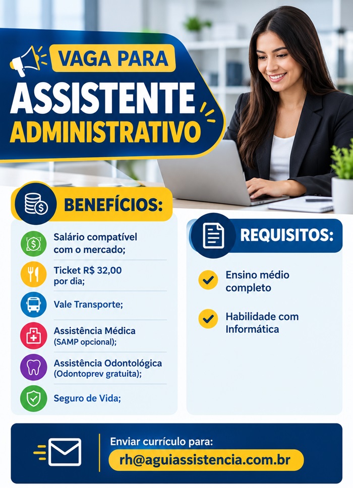 VAGA DE ASSISTENTE ADMINISTRATIVO