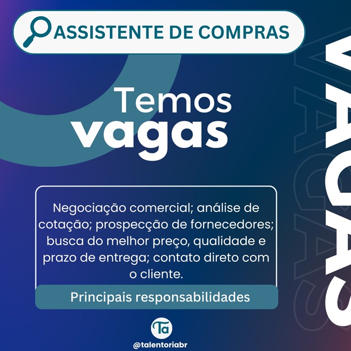 Vaga de Assistente de Compras