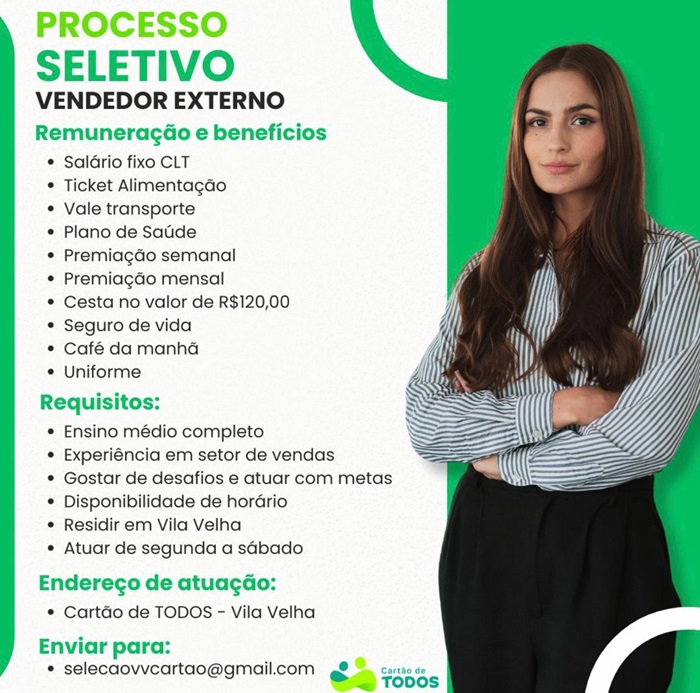 VAGA PARA VENDEDOR EXTERNO